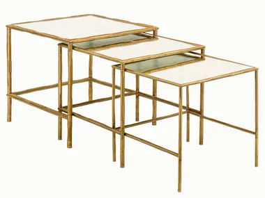 ECLECTIC BAMBOO 04 TRIS - Square brass coffee table _ Il Bronzetto